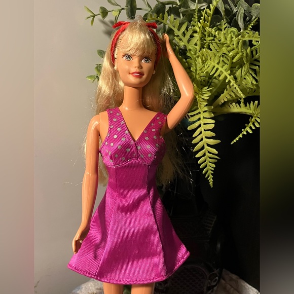 Vintage 90s Genuine Barbie Party Dress Purple Tag - Picture 2 of 5